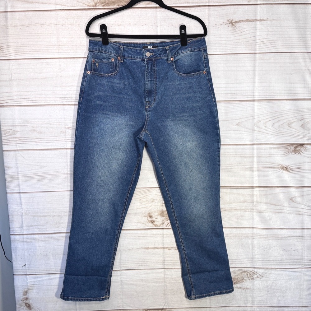 Frye Company Womens High Waisted Straight Leg Blue Denim Jeans Medium Wash Sz 10